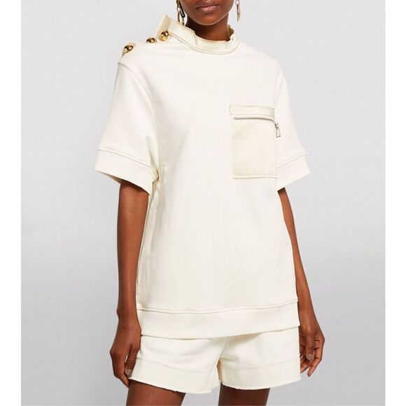 NWT AZ FACTORY Organic Cotton Button T-Shirt in White Size M/L - Picture 1 of 14